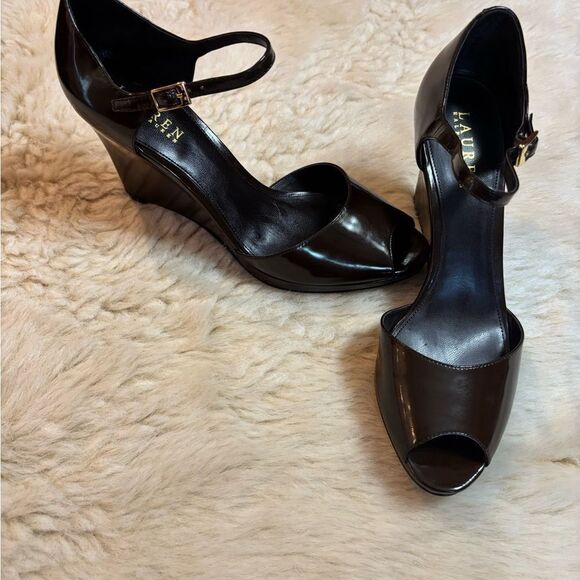 Ralph Lauren Black Wedge Shoes - Picture 2 of 11